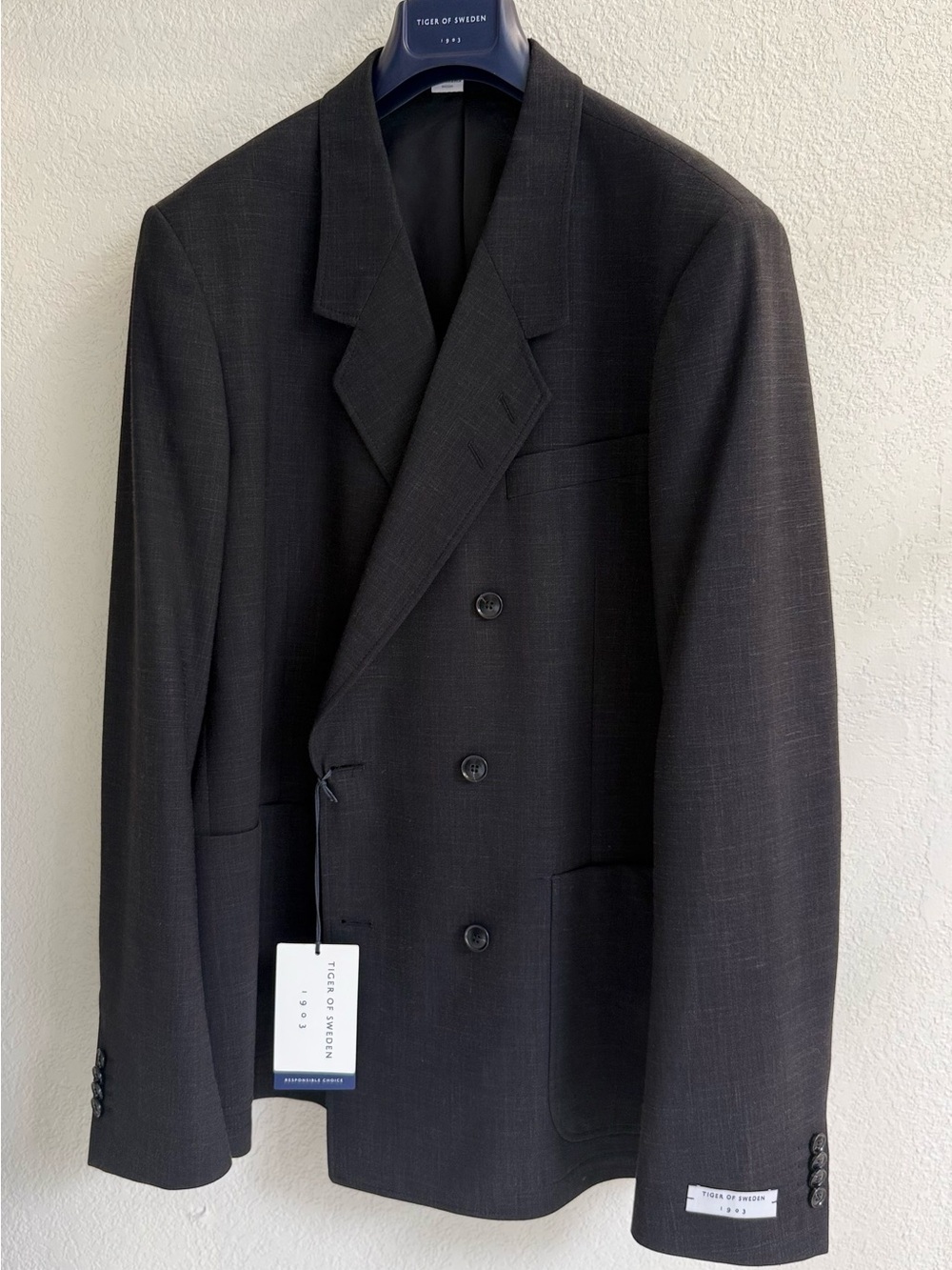 Tiger of Sweden Black Double-Breasted Sport Coat